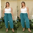 thumbnail image 3 of CASSIE LIZ Plus Size Pants 3X Teal Blue Summer Womens Wide Leg Knit Palazzo Pants Lounge Ladies Casual Drawstring Harem Fall Pants with Pocket 3XL 22W 24W, 3 of 7
