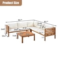 thumbnail image 2 of Harper & Bright Designs Acacia Wood Outdoor Sectional Furniture with Coffee Table, Patio Modular Sectional Sofa Set, Garden L-Shaped Conversation Set with Cushions, Beige, 2 of 14