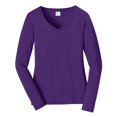 thumbnail image 5 of Womens Long Sleeve Fan Favorite Cotton/Polyester V-Neck Tee Team Purple Small, 5 of 7