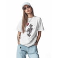 thumbnail image 2 of Women's T-Shirts, Skull Heart Valentine's Day Abstract Cotton Crewneck Tee Short Sleeve Casual Tops Loose Graphic T-Shirt White, XL, 2 of 7