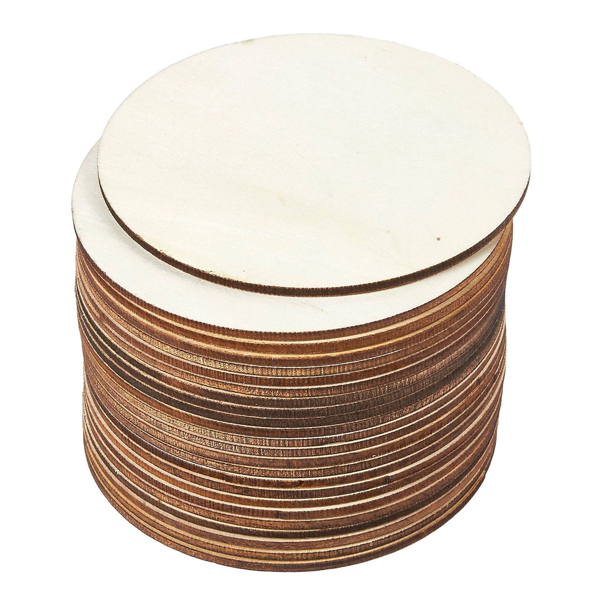 Writing DIY Crafts Foraineam 50 Pieces 4 Inch Unfinished Wood Circle Cutouts Round Natural Wooden Craft Circles Slices for Wooden Coasters Painting Engraving and Home Decoration