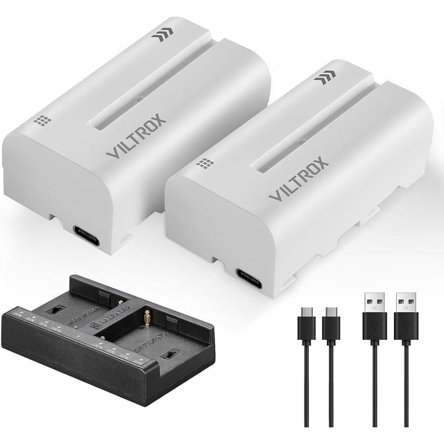 Batería VILTROX NP-F550 Paquete de 2 con Cargador USB Tipo-C