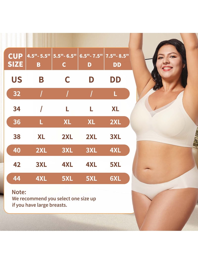 Homlouue Plus Size Bras for Women Sleep Soft Everyday Bra Deep V