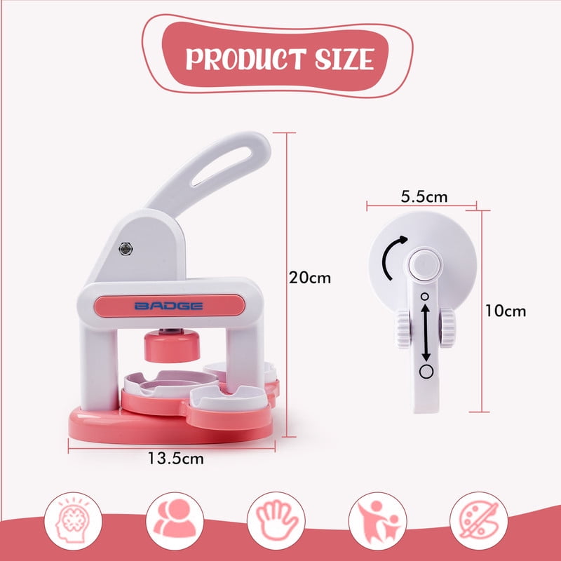 Button Maker Machine Installation-Free DIY Button Pin Maker Machine Badge Press Machine Pink