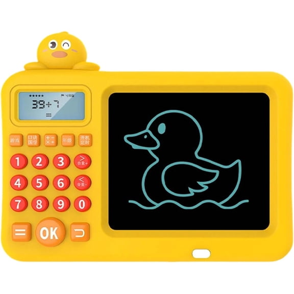 2 in 1 Math Learning Tablet & LCD Writing Pad, Electronic Oral Arithmetic Trainer with 10000 Questions, for Kids 4-10(Yellow)