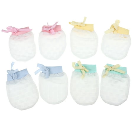 

Hemoton 4 Pairs Babies Anti-Scratch Mittens Newborn Mitts Toddler Elastic Gloves