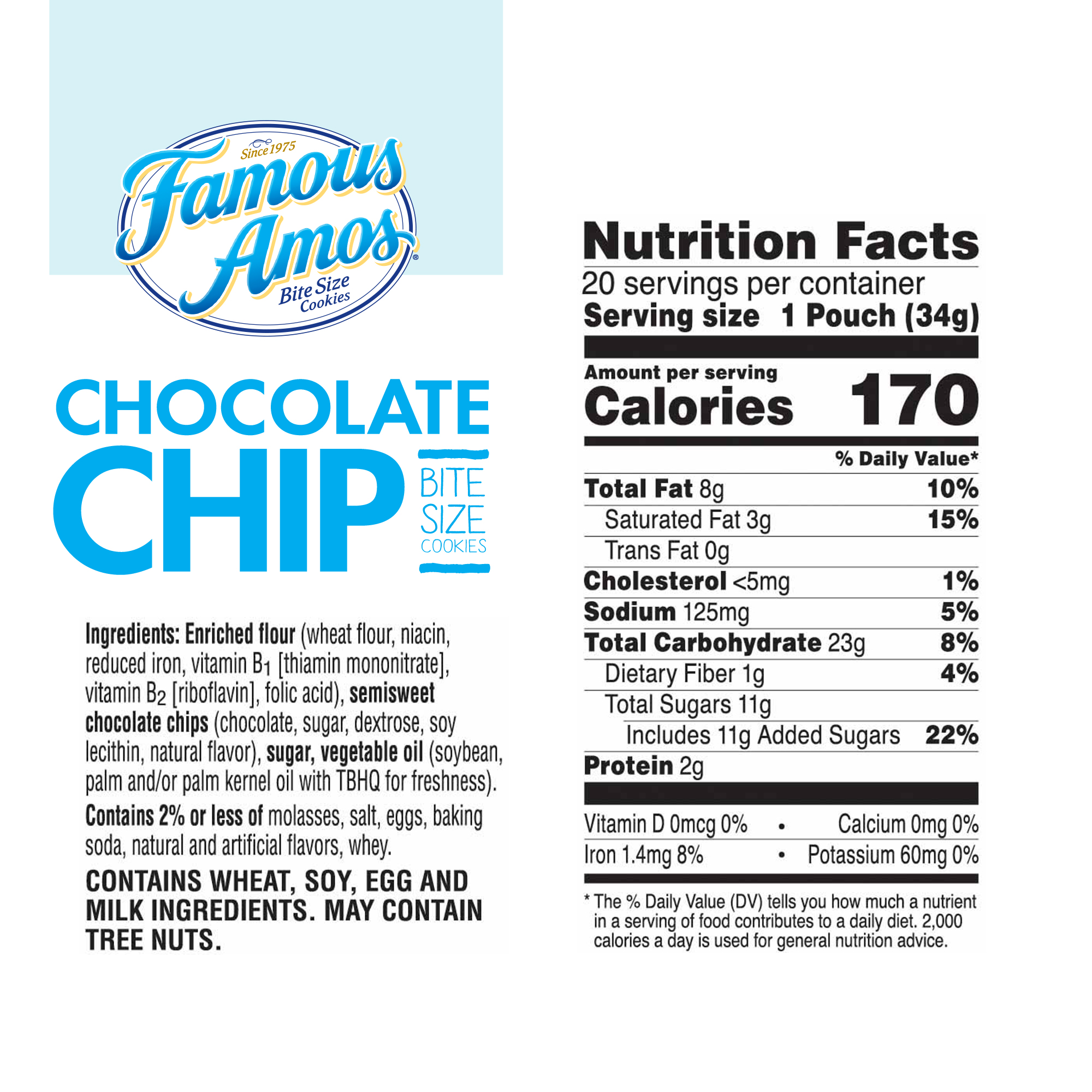 Famous Amos Chocolate Chip Cookies 1.2 oz, 20 ct