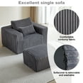 thumbnail image 5 of BUIORD Accent Chair with Ottoman, 62.5" Oversized Corduroy Single Sofa Armchair, for Living Room Bedroom, No Assembly Required, Gray, 5 of 9
