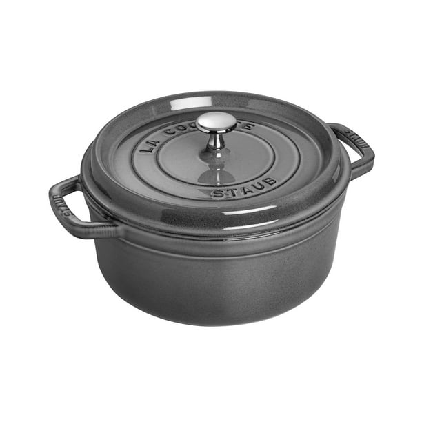Staub Cast Iron 4qt Round Cocotte Graphite Grey