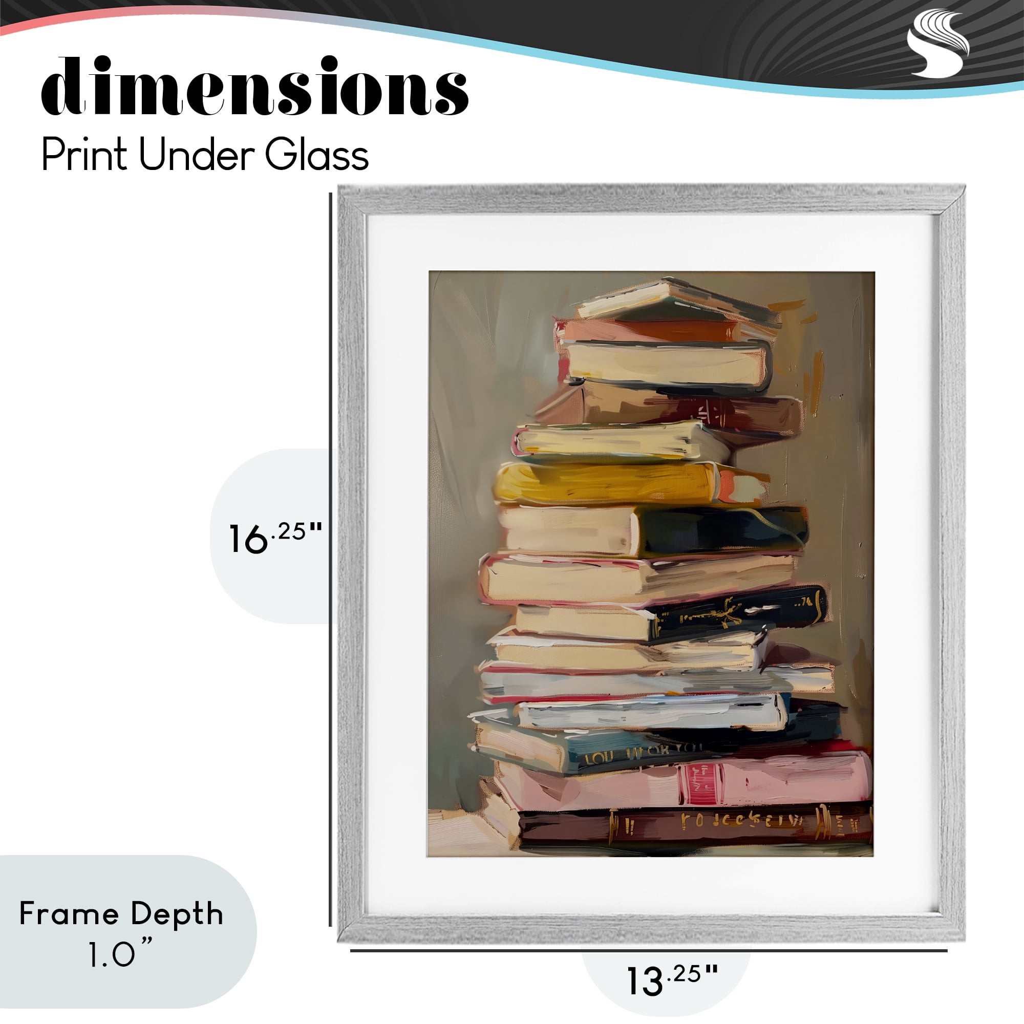 Stupell Industries Well Loved Bookstack Gray Framed Print Under Glass, design by LSR Design Studio