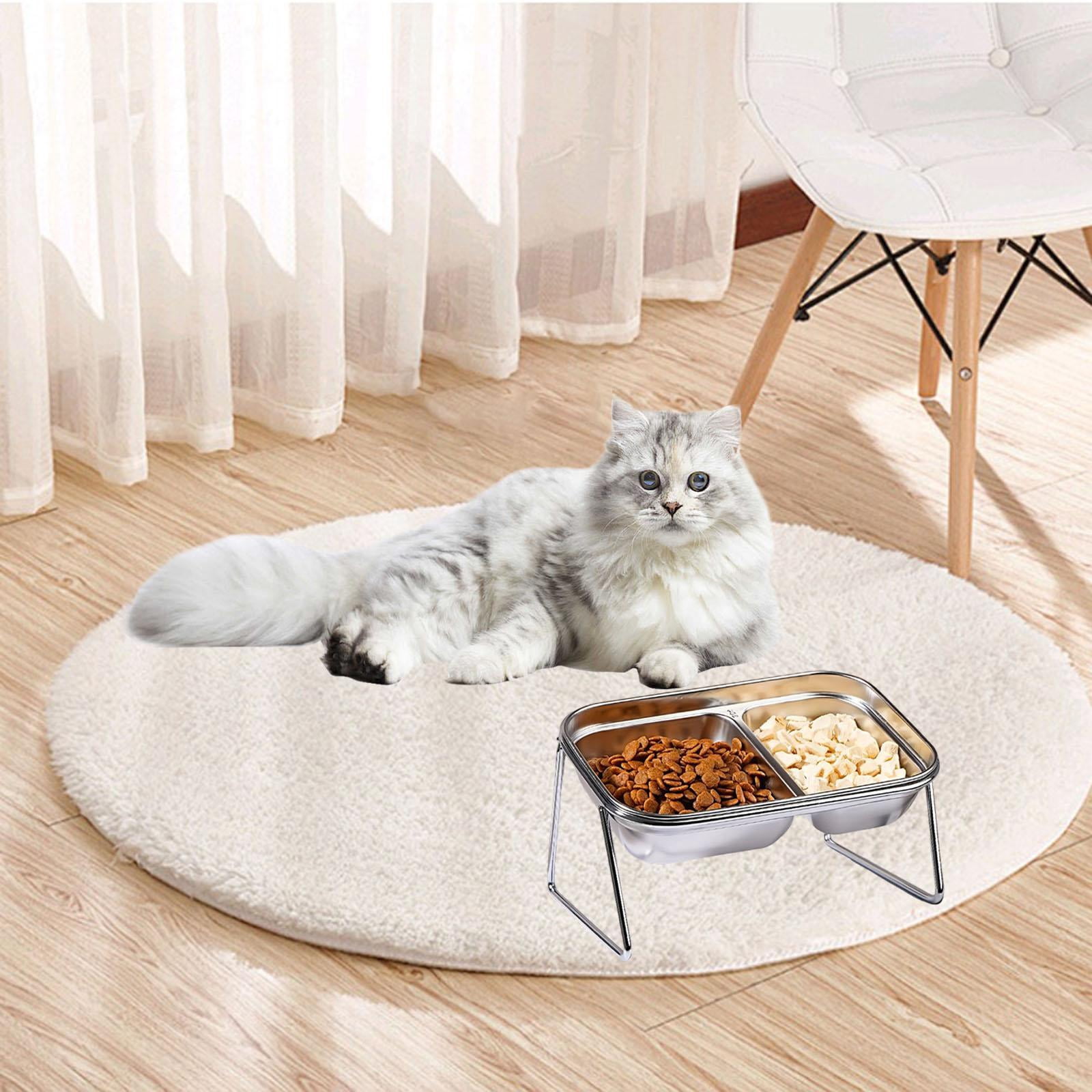 oshhni Elevated Cat Bowls Stainless Steel Dog Feeder Stable Cat Food and Water Bowl