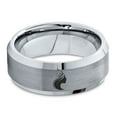 thumbnail image 2 of Tungsten Queen Princess Royalty Crown Monarch Band Ring 8mm Men Women Comfort Fit Gray Step Bevel Edge Brushed Polished, 2 of 4
