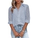 thumbnail image 4 of Women Casual Shirt Polyester Fashionable Stylish Loose Fit Blouse Turn Down Collar Breathable For Dating ANGGREK Ropa, 4 of 4