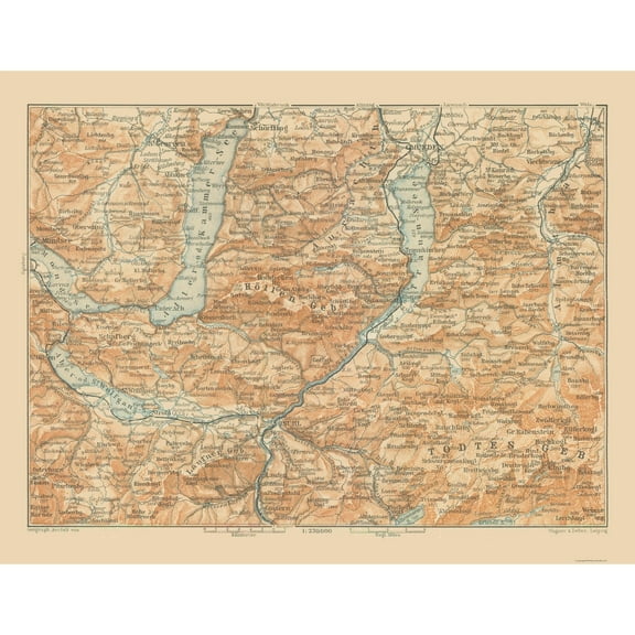 Historic Map - Hollen Region Austria - Baedeker 1910 - 29.60 x 23 - Vintage Wall Art