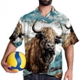 thumbnail image 4 of Yak Men's Short Sleeve Spread Collar Beach Shirts Casual Printed Button Down Unisex Summer Tops, 4 of 6
