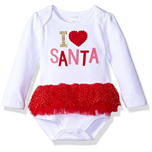 Mud Pie Baby Girls' Seasonal One Piece Crawler Bodysuit Set, Santa Tutu, 0-3 Months
