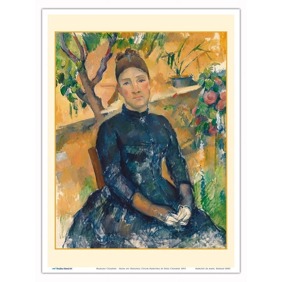 Madame Cézanne (Hortense Fiquet, 1850–1922) in the Conservatory - From an Original Color Painting by Paul Cézanne c.1891 - Master Art Print (Unframed) 9in x 12in