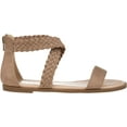 thumbnail image 2 of Women's Journee Collection Lucinda Ankle Strap Flat Sandal Taupe Microsuede Fabric 5.5 M, 2 of 6