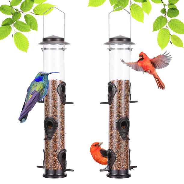 Comedero para pájaros MIXXIDEA en tubo metálico, 13 x 13 x 51 cm, 6 puertos