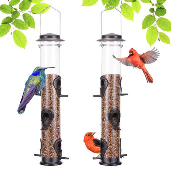 Comedero para pájaros MIXXIDEA en tubo metálico, 13 x 13 x 51 cm, 6 puertos
