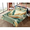 thumbnail image 4 of Ambesonne Lake Fitted & Top Sheet Set with Shams, Pastel Rising Mountains Art, Seafoam Peach and Amber, 4 of 5