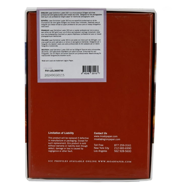 Moab Lasal Exhibition Luster 300 Inkjet Paper - 4x6 Inches, 300 Gsm, 50 Sheets, Archival Quality