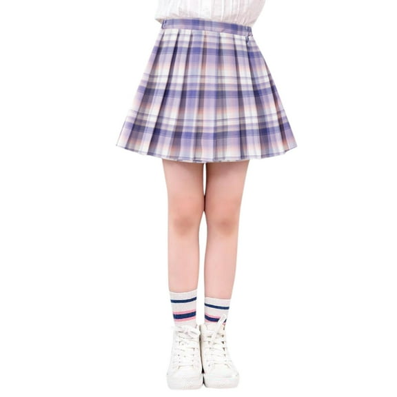 WOYY Toddler Girls Pleated Plaid Mini Skirt School Uniform High Waisted Skirt, Sizes 4-5