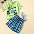 thumbnail image 2 of Boys Toddler Clothes Sets Short Sleeve T Shirt And Shorts Summer Outfits Cotton For Beach Playwear Boys 2 Piece Clothes Set Green,5-6Y, 2 of 5
