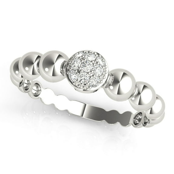 10K Round White Diamond Ring In Solid Rose, White & Yellow Gold