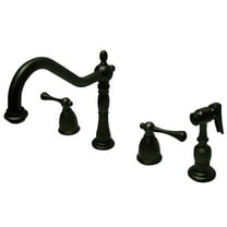 Kingston Brass KB7795BLBS English Country Double-Handle 4-Hole Widespread Kitchen Faucet with Brass Sprayer in Oil Rubbed Bronze