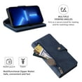 thumbnail image 3 of Decase iPhone 14 Pro Max 6.7'' Wallet Phone Case,Soft PU Leather Magnetic Clasp Purse Folio Flip Cover with Zipper Pocket Wristband Strap for Women Men,for iPhone 14 Pro Max,blue, 3 of 7