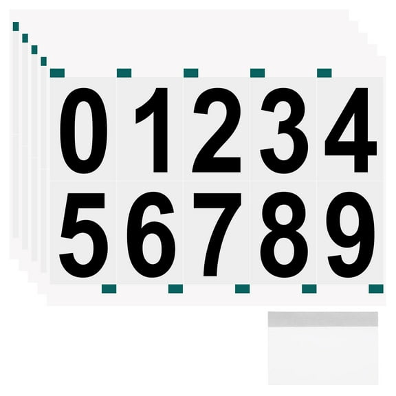 Uxcell 5 Sheets/50 Pack Reflective Mailbox Numbers for Outside, 4 Inch 0-9 Vinyl Self-Adhesive Numbers Stickers Waterproof House Sticker with Scraper for Signs Doors Address, Black