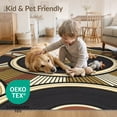 thumbnail image 4 of ODIKA 2'x3' Washable Throw Rug Record Vinyl Shaped Concentric Rings Center Motif Disc Cd Music for Hallway, Study Room, Non-Slip Low Profile, Flatwoven, 4 of 7