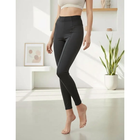Pantalón ajustado tiro alto y decoración a la cadera Negro extra grande