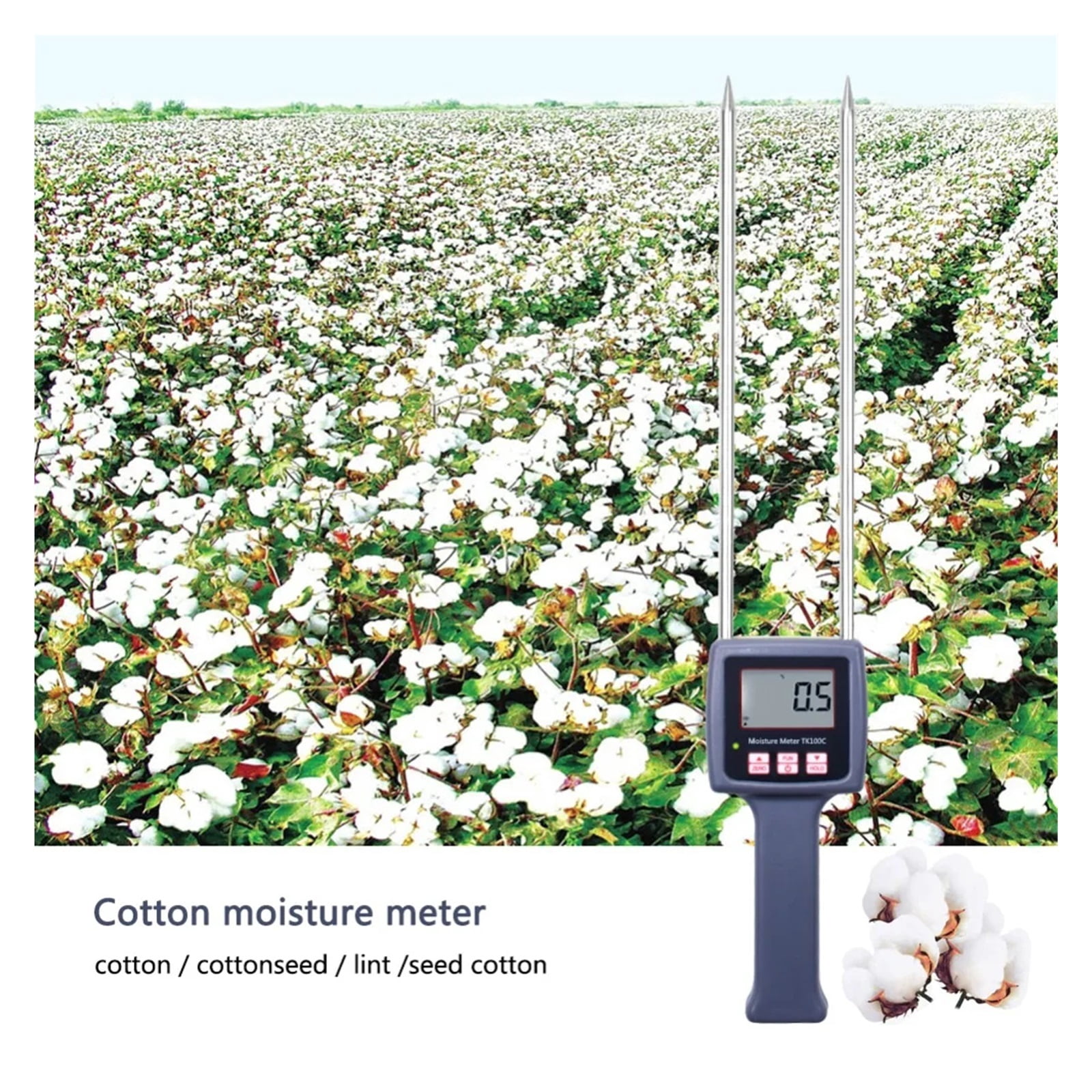 Professional 7-40% TK100C Digital Cotton Seed-cotton Moisture Meter Digital Tester Hygrometer Humidity Tool