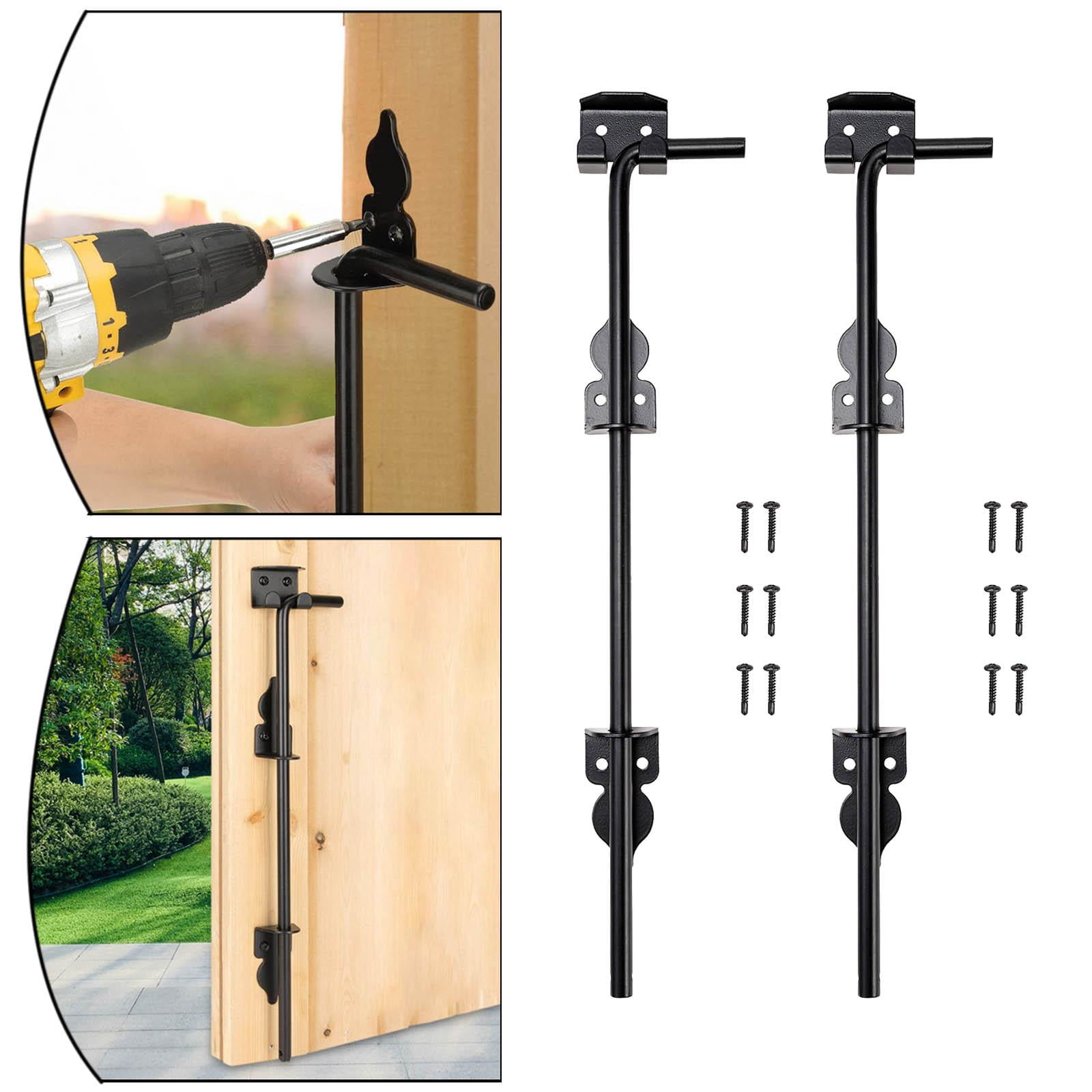 WLPZXP 2 Pieces Fence Gate Ground Latch Drop Rod Gate Stopper Metal Door Locks Hardware 30.5cmx8.1cm