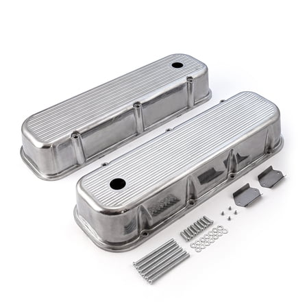 Speedmaster PCE314.1028.07 Compatible with Chevy BBC 454 Polished Aluminum Ball Milled Valve Covers - Tall w/ Hole