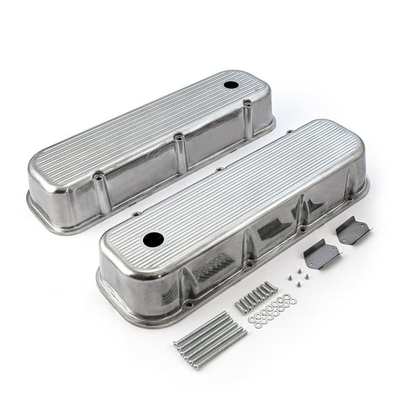 Speedmaster PCE314.1028.07 Compatible with Chevy BBC 454 Polished Aluminum Ball Milled Valve Covers - Tall w/ Hole