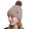 thumbnail image 2 of Otntypg Winter Beanie Hats for Women with Faux Fuzzy Pom Warm Soft Stretch Cozy Knit Fleece Thermal Snow Ski Skull Cap for Cold Weather, 2 of 6