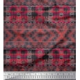 thumbnail image 1 of Soimoi Japan Crepe Satin Fabric Check & Damask Ethnic Print Fabric by the Yard 42 Inch Wide, 1 of 1