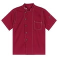 thumbnail image 3 of Alvivi Unisex Women Men Short Sleeves Letter Embroidery Chef Coat Jacket Shirt Restaurant Top Burgundy M, 3 of 7