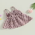 thumbnail image 3 of Robe de Bébé Fille Slip Robe Spaghetti à Carreaux Bowknot A-line Robe, 3 of 8