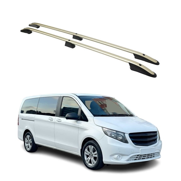 For 2016-2024 Mercedes Metris L2 MWB Roof Rack Side Rails Aluminium Bronze 2Pcs