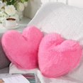 thumbnail image 1 of wonima44 2 Pcs Fluffy Heart Shaped Pillow Plush Cute Heart Shaped Throw Cushion Stuffed Decorative Gift Throw Pillow for Couch Bed Sofa Decoration Women(Bright Pink，11.81 x 11.02 Inch), 1 of 1