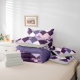 thumbnail image 5 of Feelyou Fashion Abstract Twin Bedding Sets 7-Piece, Checkered Gingham Bedding Comforter Set, Purple Square Geometric Reversible Sheet Sets, Ultra Soft Home Decor, 5 of 7
