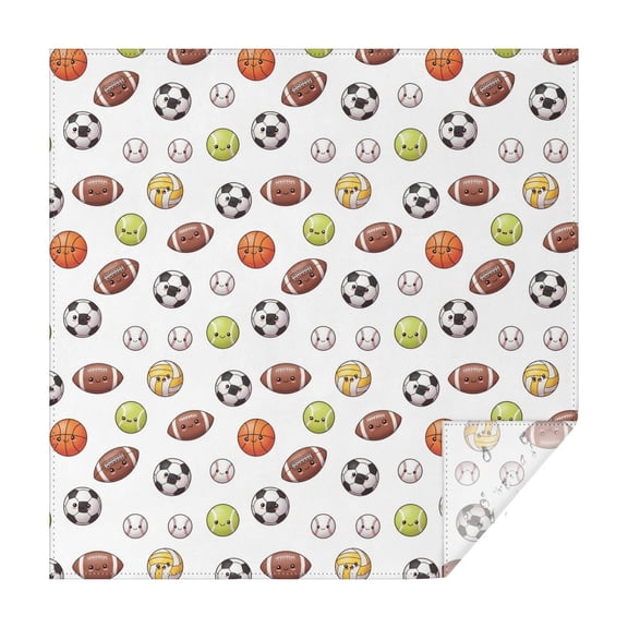 Football and Volleyball White Pattern Square Tablecloth, Waterproof Wipeable Spillproof Washable Table Cover for Home Kitchen Party and Daily Decor 60"x60"