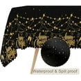 thumbnail image 2 of 60x84inches Happy New Year Tablecloth - Black and Gold Stars Fireworks Champagne Washable Reusable Fabric Table Cover for New Year Eve Party Decorations, 2 of 7