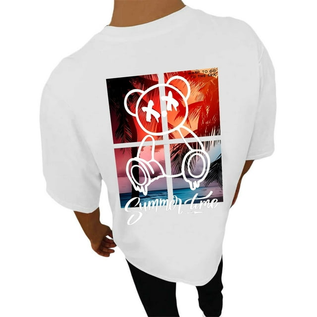 Zmoon Men's Back Printed Short Sleeve T-Shirt