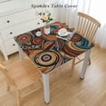 thumbnail image 2 of nygtbtfer Rustic Ethnic Tribe Kitchen Round Tablecloth Home Decor Abstract South American Color Totem Outdoor Indoor Dining Table Decorative Tablecloth Elastic Edge&nbsp;, 2 of 7