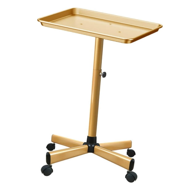 Carro con bandeja rodante para salón de belleza, carrito de barbería, carrito de almacenamiento de altura ajustable, bandeja rodante, bandeja de salón Oro